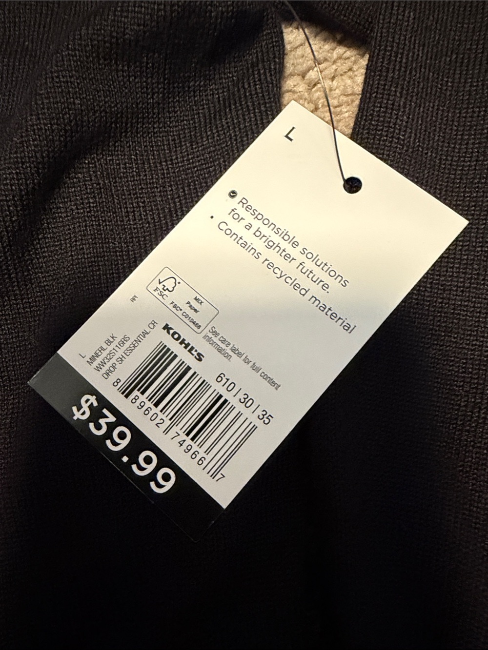 Kohl’s Nine West Essential Cardigan, black, size L NWT! - Picture 4 of 6